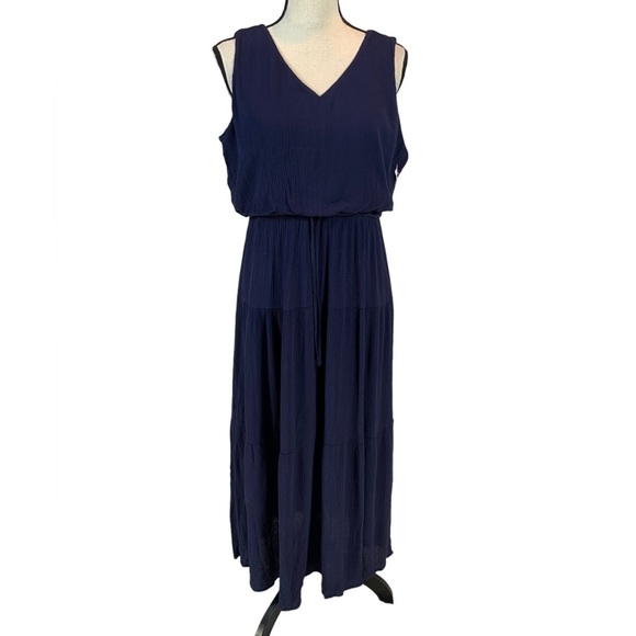 Nina Leonard Sleeveless Tank Maxi Dress - Navy Blue - size Small - Picture 1 of 9
